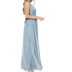 Robes de Demoiselle d'Honneur Élégantes à Taille Empire, Sans Manches, Col en V, Drapées, Plissées Modernes, Antistatiques, Respirantes, Infroissables, Grandes Tailles - Product Image 3