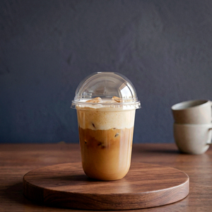 Vente en gros de gobelets jetables en PP transparent à paroi simple de 16 oz pour café, jus, lait avec couvercles plats en dôme de 95 mm de diamètre pour boissons froides - Product Image 5