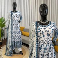 Magnifique robe Anarkali indienne pakistanaise en tissu Georgette, ornée de fils et de sequins, pour mariage, occasions décontractées et tenues traditionnelles féminines.