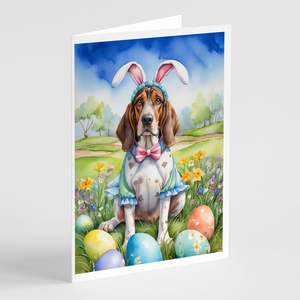 Whimsical American English Coonhound A7 Tamaño 5x7 Pack 8 Tarjetas de felicitación de notas en blanco con sobres para Easter Egg Hunt - Product Image 1