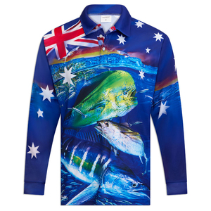 เสื้อตกปลาผู้ชายน้ำหนักเบา UPF 50 ป้องกันรังสียูวี พิมพ์ลายตามสั่ง โพลีเอสเตอร์ ระบายอากาศได้ดี แขนยาว ป้องกันแสงแดด เหมาะสำหรับใส่เป็นทีม - Product Image 6