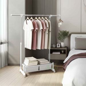 Estante rodante portátil de primera calidad para ropa con cajones de almacenamiento dobles, barra colgante ajustable, organización de armario, entrada para el hogar - Product Image 2