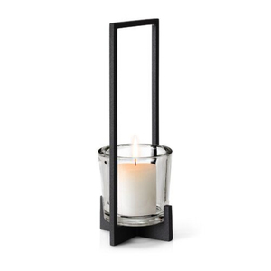 Long Candle Holder Hurricane Candleholder with <b>Black</b> Metal Base for Home Decoration Heat Resistant Design Candle Holder - Product Image 1