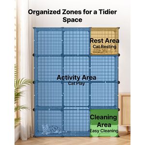 Grande Gabbia per Gatti a 4 Livelli, Recinto DIY Smontabile in Metallo, Box Interno con Spazio per Lettiera - Product Image 6