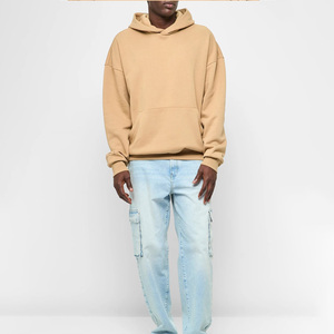 Custom 2025 Mens Hoodie Logo Embroidery Printing Beige Cotton Polyester <b>Fabric</b> for High Quality Customization Wholesale Orders - Product Image 1