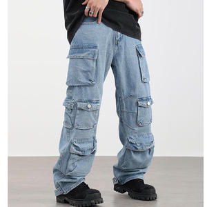 Manufacturer Direct Men's Wholesale Breathable Casual Dark Straight Solid Denim Jeans Embroidery for Summer Autumn Winter - Product Image 2