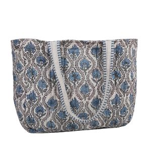 Sac fourre-tout matelassé en coton imprimé à la main de Jaipur, avec fermeture éclair et bandoulière réglable - Product Image 2