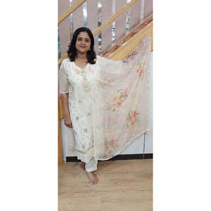 ชุดผ้าโปร่งบางปิดสีขาวเต็มตัวพร้อม dupatta - Product Image 1