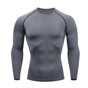 <b>Mens</b> Full Sleeve <b>Compression</b> Rash Guard Quick Dry Polyester Sport <b>Shirt</b> Custom Logo Front Print Adult MMA Rash Guard with OEM - Product Image 2