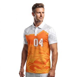 Camiseta de Polo de Cricket de Manga Corta con Cuello Alto y Logotipo Personalizado para Hombre, Jersey de Cricket Sublimado 100% Poliéster - Product Image 1