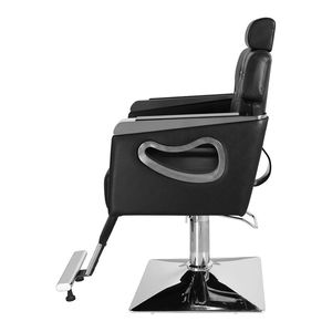 Sedia da Barbiere Nera HZ88111 N001 con Vassoio Quadrato Zincato, Rivestimento in Pelle PVC e Poggiapiedi Retrattile, Capacità 136 kg - Product Image 4