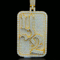 Pendentif Moissanite Rectangulaire Personnalisé en Usine S925 10K 14K 18K Plaqué Or Pendentif VVS1 D Moissanite Diamant Nombre Pendentifs