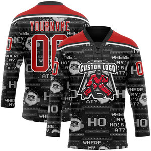 Teams Ice Hockey Jersey Custom Name Number V-Neck Three Quarter Sleeve Breathable Polyester Adult Unisex Apparel - Product Image 4