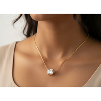 Collier solitaire pour femme avec diamant de laboratoire taille coussin serti à griffes, plaqué or 10K, cadeau classique pour fiançailles et mariage