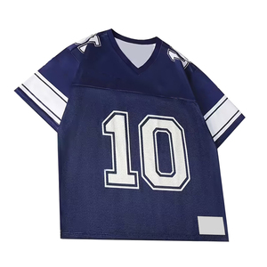 Camiseta de fútbol estilo boxy del fabricante pakistaní, color azul marino, hombros caídos, doble capa de malla, para hombre. - Product Image 3