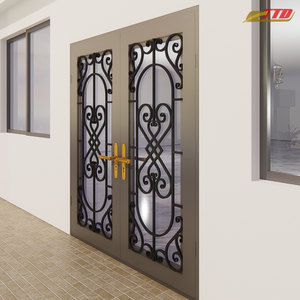 Puerta Interior Arqueada de Acero Estilo Postmoderno TTD, Hierro Forjado, Acero Inoxidable, Apertura Automática, Resistente a Balas, Diseño Floral - Product Image 4
