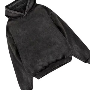 Nouveau sweat à capuche vintage noir délavé pour hommes et femmes, en coton épais, coupe oversize, en molleton, style streetwear, mode hiver, OEM ODM - Product Image 6