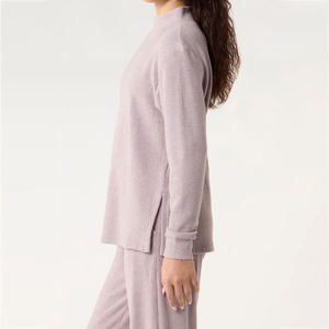 Women's Lilac Mock Neck Oversized Knit Sweater <b>Drop</b> Shoulder Long Sleeve Casual Pullover Loose Fit Soft Cozy Ribbed Cotton Blend - Product Image 2