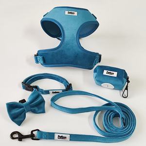 <span class=keywords><strong>Harness</strong></span> Anjing Custom Petkaa <span class=keywords><strong>2026</strong></span> Bahan Beludru Desain Baru Gaya Kustom Logo Personal Tanpa Tarik dengan Set Tali dan Kalung Mewah Laris Manis - Product Image 2