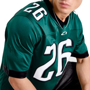 Camiseta de Fútbol Americano al por Mayor, Lisa, Unisex, Verde, de Poliéster, para Hombre, Transpirable, Ajuste Atlético, Impresión de Número Personalizado, Uniforme de Equipo, USA - Product Image 6