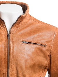 Factory Direct Customizable <b>Winter</b> Auto Racing Leather Bomber <b>Jacket</b> Men High Quality Sheep Skin Stand Collar Reversible Zipper - Product Image 3