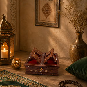 Premium Wooden Quran Rehal Box | Handmade Foldable Holy Book Stand with <b>Storage</b> <b>Chest</b> Islamic Gift Home Decor Export Quality - Product Image 4
