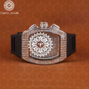 Reloj Mecánico Rectangular de Acero Inoxidable de Lujo Charm_Jewells, 43 mm, Analógico, Cristal de Zafiro, Correa de Goma, Moda Masculina - Product Image 1