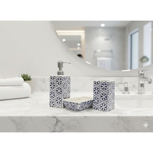 Lámpara de aceite geométrica cuadrada de cerámica hecha a mano |   Accesorios de Baño Azul Marino para Decoración del Hogar al por Mayor - Product Image 2