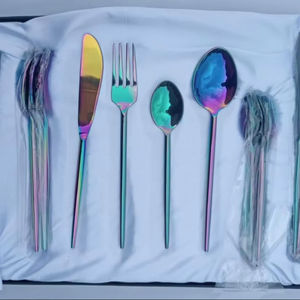 Couverts à manche martelé, couverts à manche texturé, ensemble cuillère, fourchette et couteau en acier inoxydable, couverts argentés polis miroir, lourds et robustes - Product Image 6