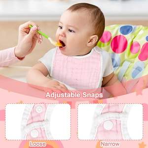 Bavoirs en mousseline extensibles 95% bambou 5% élasthanne - Ajustement doux, absorbants, essentiels pour bébé - Product Image 3