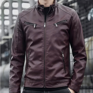 เสื้อแจ็คเก็ตมอเตอร์ไซค์โพลีเอสเตอร์ทรงเข้ารูป คอตั้ง ย้อมเส้นด้าย ซิปหน้า สไตล์พังก์ รุ่นใหม่ประจำฤดูใบไม้ร่วง/ฤดูหนาว เป็นมิตรต่อสิ่งแวดล้อม - Product Image 3