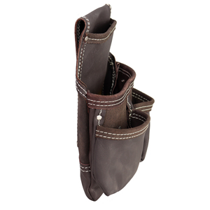 Brown Leather Tool Bag With Adjustable Strap 5-9 Pockets Wrench Screwdriver Tape Measure Holder Multi Compartment Waist Bag - Product Image 4