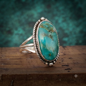 Mohave <b>Turquoise</b> Gemstone <b>Ring</b> 925 Silver Bezel Setting Bohemian Style Unisex Everyday Wear Gold Plated And Rose Gold Plated - Product Image 1