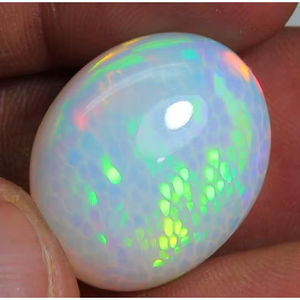 23.90 ct Ópalo Etíope en forma de panal, Gema suelta ovalada - Gemas de ópalo cabujón con efecto piel de serpiente - Piedra natural lisa con juego de fuego - Product Image 1