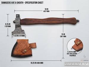 Tête de hache plate artisanale de qualité industrielle en acier Damas, type tomahawk tactique, avec manche en bois de rose, 1,5 kg, garantie 3 ans - Product Image 6