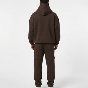 Conjuntos de Sudadera y Pantalones Deportivos de Felpa de Alta Calidad, Personalizados, Holgados, 100% Algodón, Color Marrón, para Hombre - Product Image 3