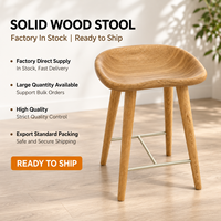 Tabouret de bar moderne en bois avec repose-pieds en métal, design mid-century pour mobilier de bar à domicile, tabouret de bar en bois massif