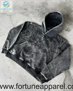 Sudaderas con capucha personalizadas al por mayor de OEM Fortune Apparel, sudaderas casuales con cordón ajustable para hombre, mezcla de algodón. - Product Image 3