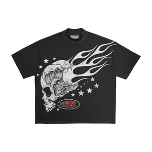 Camisetas Personalizadas de Alta Calidad 100% Algodón para Hombre, Camiseta Vintage con Diseño de Calavera de Fuego, con Tu Logotipo - Product Image 6