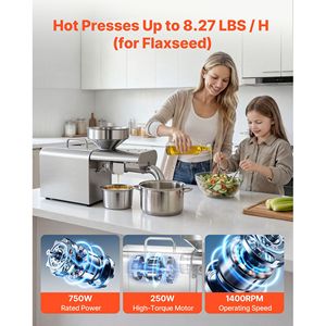 Presse à huile 750W 8,27 LBS/H, extracteur d'huile électrique automatique pour usage domestique et commercial 122F - Product Image 4