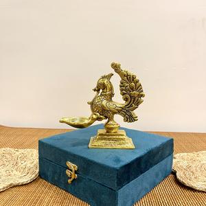 DIYA en forme de paon, fait main en métal, doré - Product Image 3