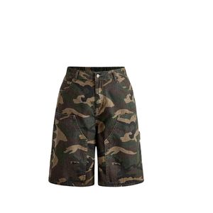 Custom Mens Multi Pocket Cargo <b>Denim</b> Shorts Vintage Wash Drawstrings Straps Baggy Streetwear Y2K Oversized Wide Leg Jorts Shorts - Product Image 4