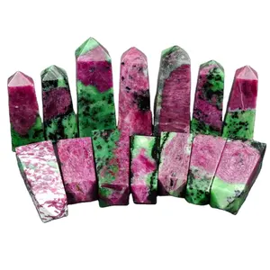 Tự Nhiên Ruby Zoisite Tháp Điểm Bán Buôn Ruby Zoisite Lỏng Đá Quý Bút Chì Tháp Rất Nhiều Chữa Bệnh Crystal Wand Điểm Tháp