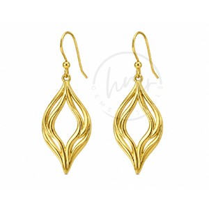 Boucles d'oreilles pendantes abstraites en forme de feuille plaquées or pour femmes, en laiton, avec crochet, légères, bijoux de mode, cadeau - Product Image 1