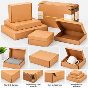 Boîtes d'expédition en carton ondulé kraft personnalisées, emballages écologiques pour l'e-commerce, vêtements, cadeaux et livraison de produits - Product Image 3