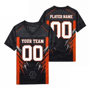 Camiseta de Fútbol Americano Personalizada Sublimada, Cuello en V, Manga Corta, Poliéster que Absorbe la Humedad, Ropa Deportiva de Equipo, Unisex, Adulto, Tallas Grandes - Product Image 2