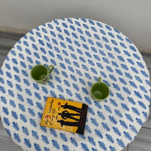 New Arrival Blue Leaf Print <b>Tablecloth</b> Block Printed Cotton Dining Table Linen with Border India Design Table Decor - Product Image 5