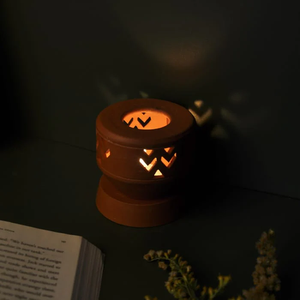 Lampe à bougie chauffe-plat en terre cuite artisanale KOLASA (minimaliste et contemporaine) pour votre bureau, table à manger, table d'appoint - Product Image 3