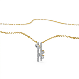 Women's 18K <b>Gold</b> Diamond <b>Pendant</b> Necklace Pear Cut Plant Design Luxury Link Chain Fine Jewelry - Product Image 3