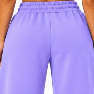 Pantalones deportivos de pierna ancha color lavanda para mujer, pantalones de algodón con forro polar, informales, holgados, con cordón, opciones de moda cómodas para el estilo de vida - Product Image 5